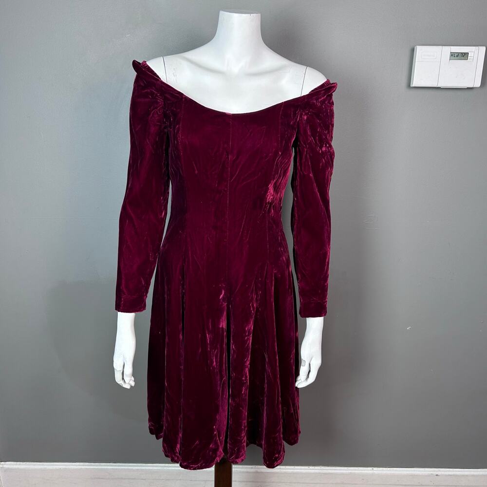 Joan Leslie dress 6‎ red velvet sweetheart vtg drop waist Valentine whimsigoth